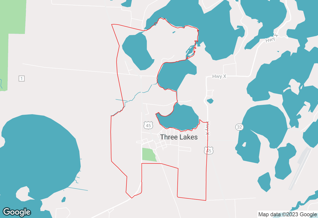 Three Lakes map