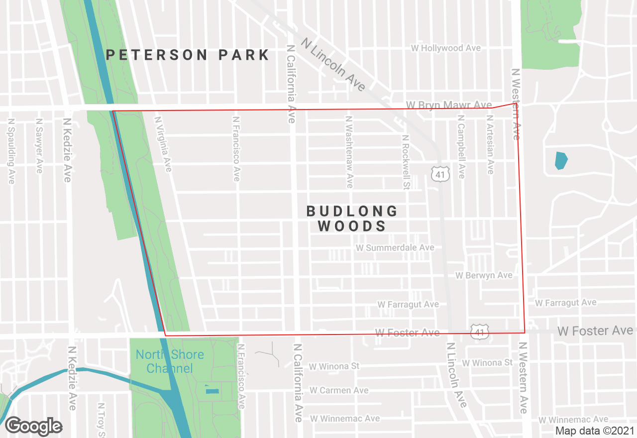 Budlong Woods map