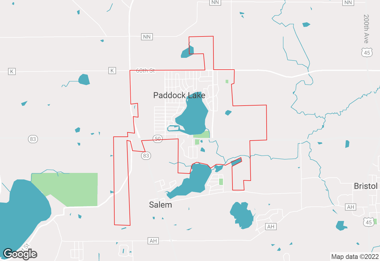 Paddock Lake map