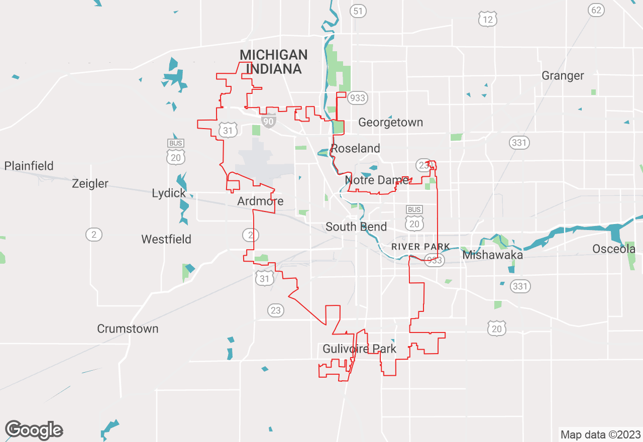 South Bend map