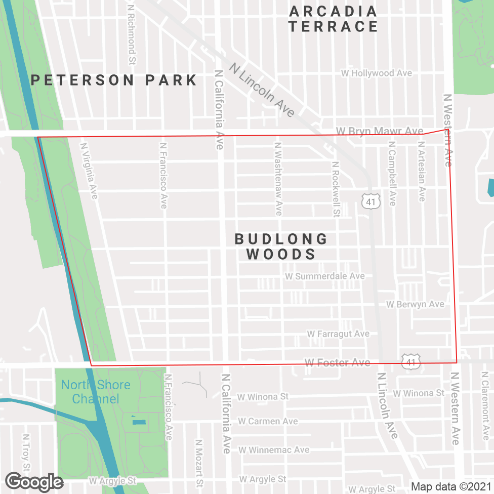 Budlong Woods map