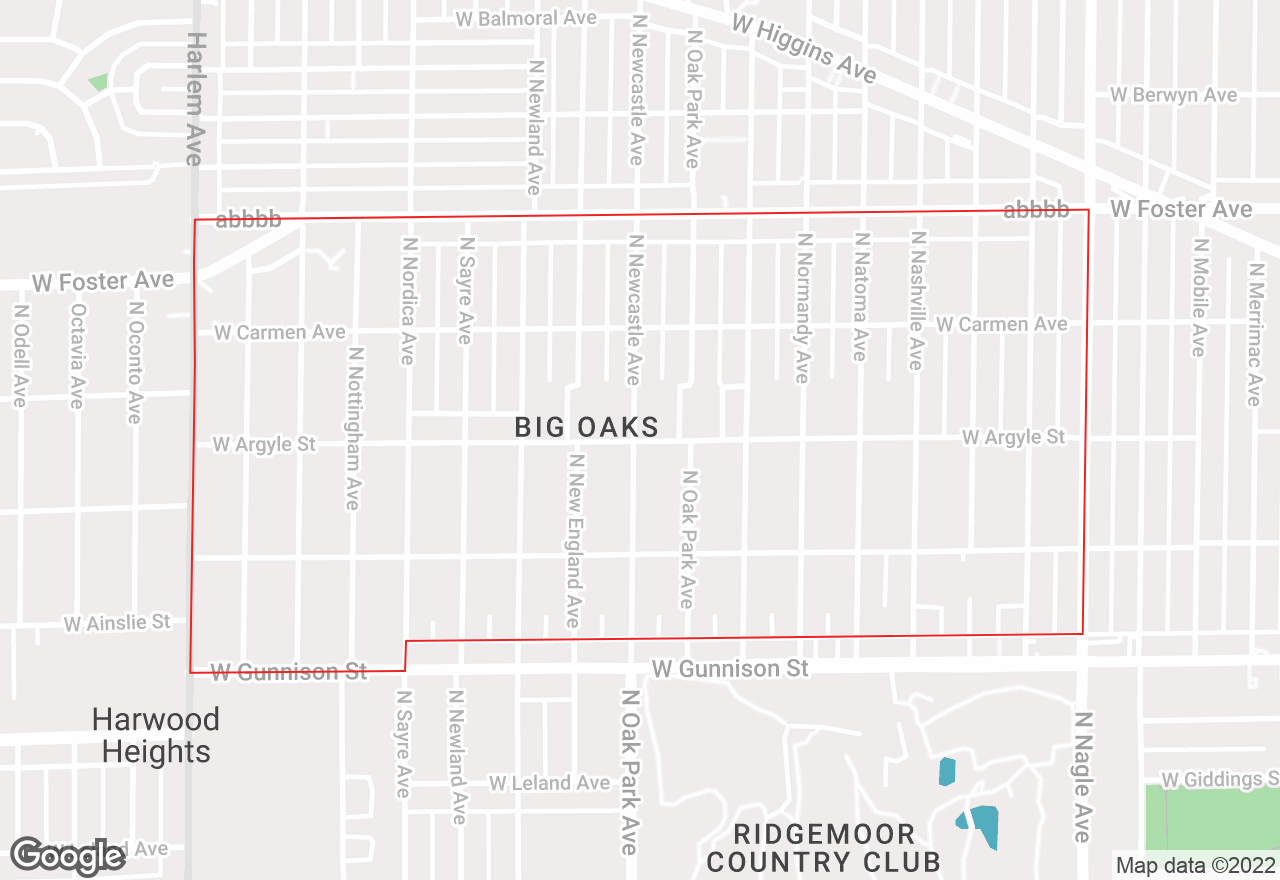 Big Oaks map