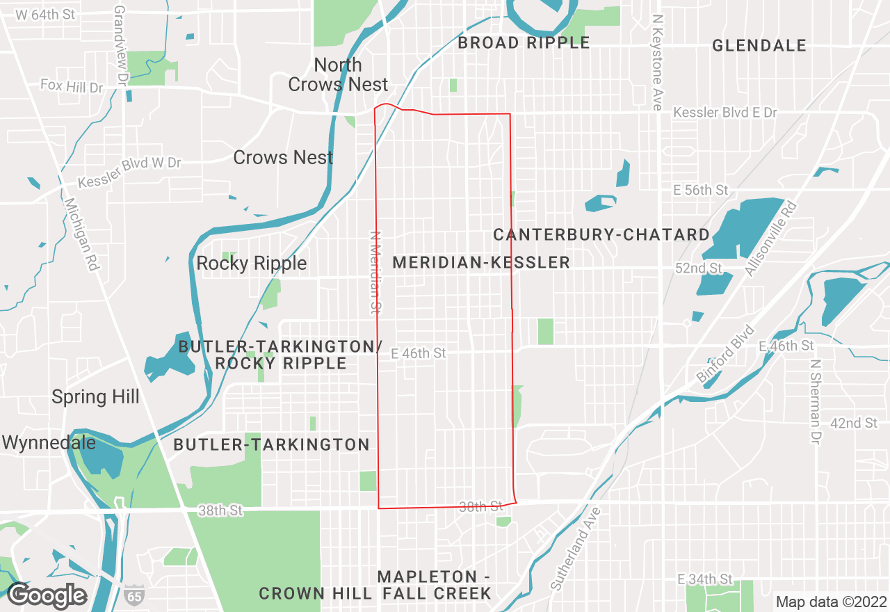 Meridian Kessler - Indianapolis map